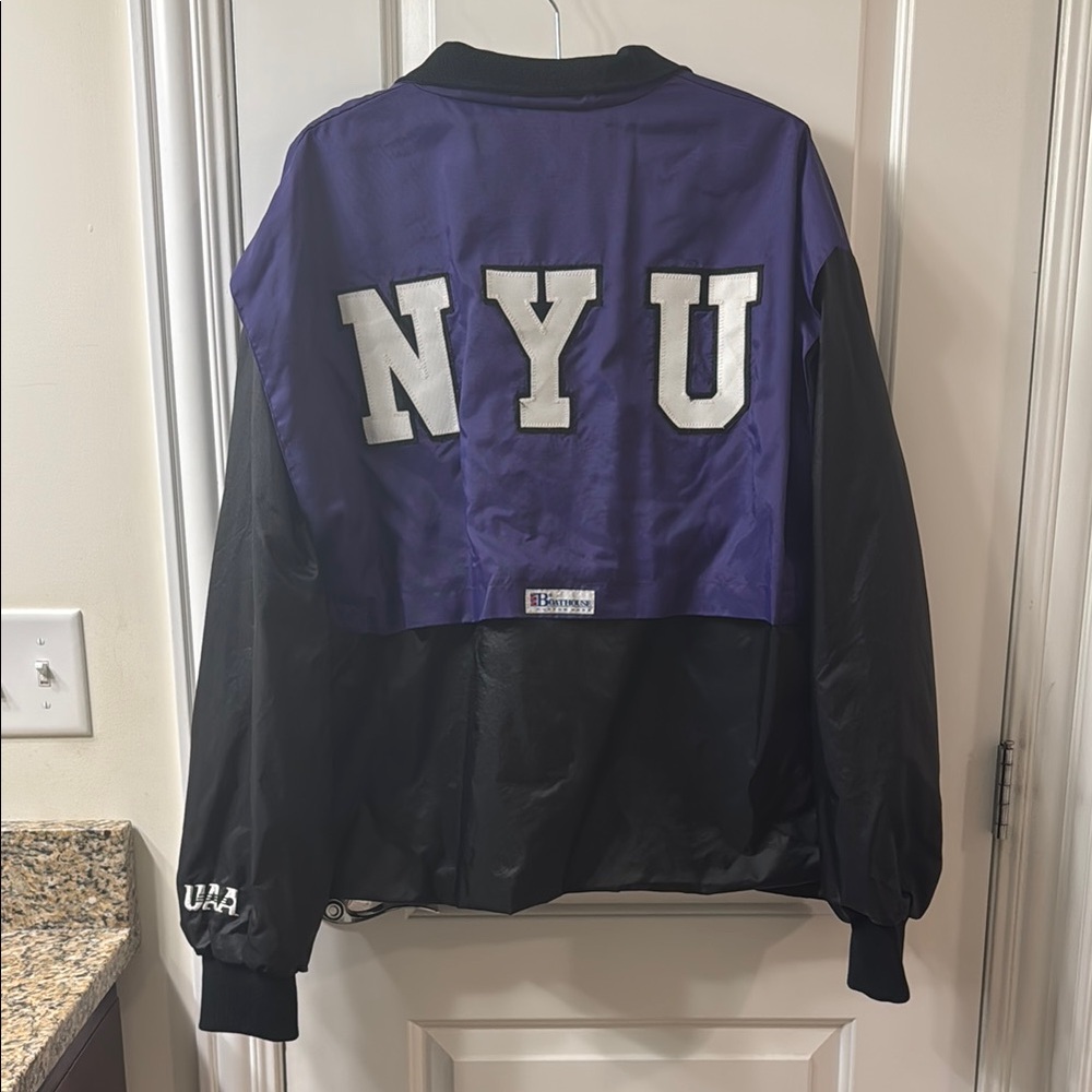 Vintage NYU Track New York University Purple Black 1/4 Zip Windbreaker Jacket XL